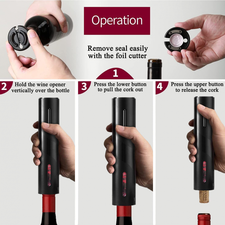 Kit Apribottiglie Elettrico Automatico Cavatappi Versatore Apri Bottiglie Vino